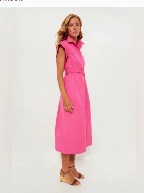 Tuckernuck Hot Pink Chloe Belted Midi Dress - Picture 3 of 4